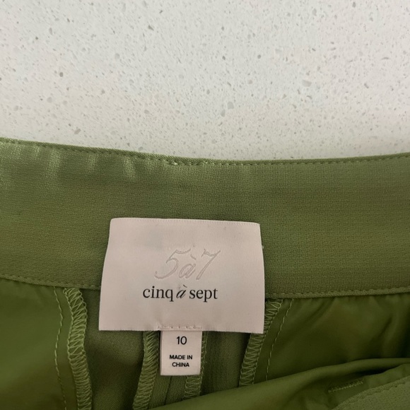 New Cinq A Sept Cheyenne Stacked jewelry embellished green pant. - Picture 3 of 6